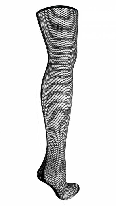 latex mesh stocking fishnet black laser cut in hexagonal mini pattern available at rubbertech-clothing.com